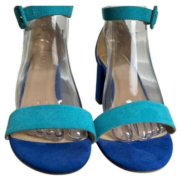 CL by Chinese Laundry Block Heel Sandals Blue Teal Suede Women's Size 8.5 / 39 - Picture 10 of 12